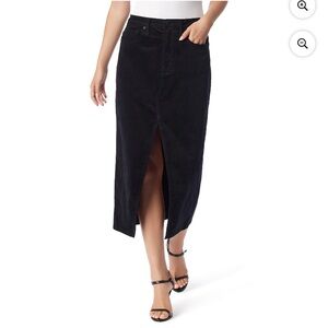 Jessica Simpson Women's Size 10 Black Velveteen Midi Skirt with Front Slit